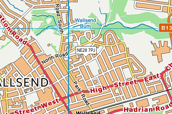 NE28 7PJ map - OS VectorMap District (Ordnance Survey)