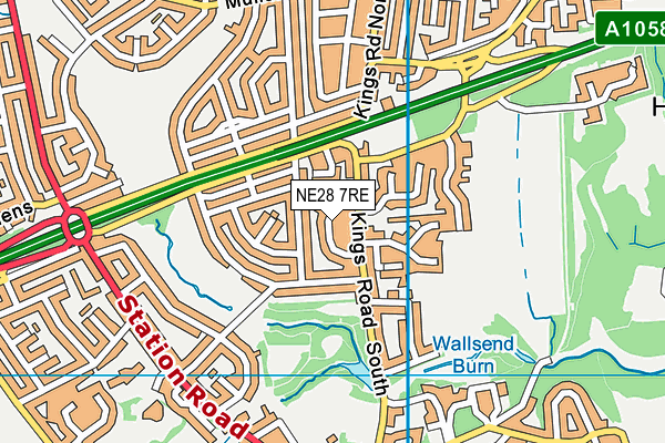 NE28 7RE map - OS VectorMap District (Ordnance Survey)
