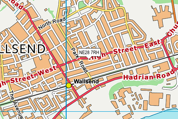 NE28 7RH map - OS VectorMap District (Ordnance Survey)