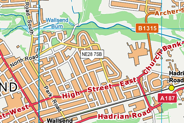 NE28 7SB map - OS VectorMap District (Ordnance Survey)