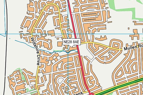 NE28 8AE map - OS VectorMap District (Ordnance Survey)