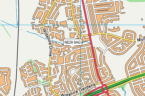 NE28 8AG map - OS VectorMap District (Ordnance Survey)