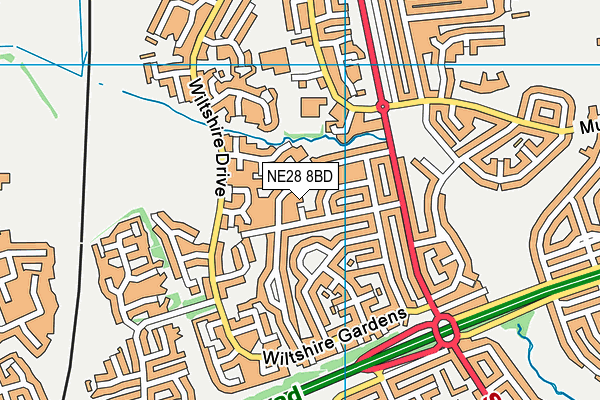 NE28 8BD map - OS VectorMap District (Ordnance Survey)