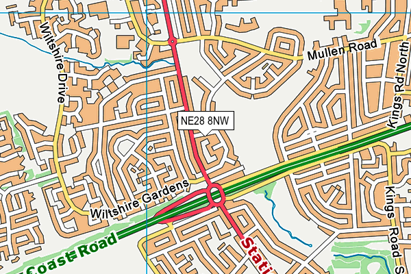 NE28 8NW map - OS VectorMap District (Ordnance Survey)