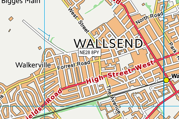 Western Middle (Closed) map (NE28 8PY) - OS VectorMap District (Ordnance Survey)