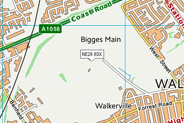 Wallsend Boys Club map (NE28 8SX) - OS VectorMap District (Ordnance Survey)
