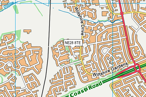 NE28 8TE map - OS VectorMap District (Ordnance Survey)