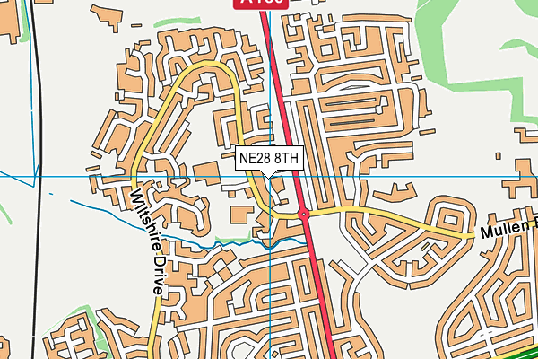 NE28 8TH map - OS VectorMap District (Ordnance Survey)
