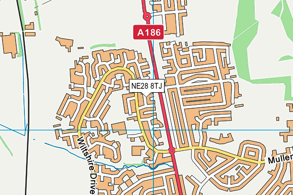 NE28 8TJ map - OS VectorMap District (Ordnance Survey)