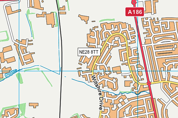 NE28 8TT map - OS VectorMap District (Ordnance Survey)