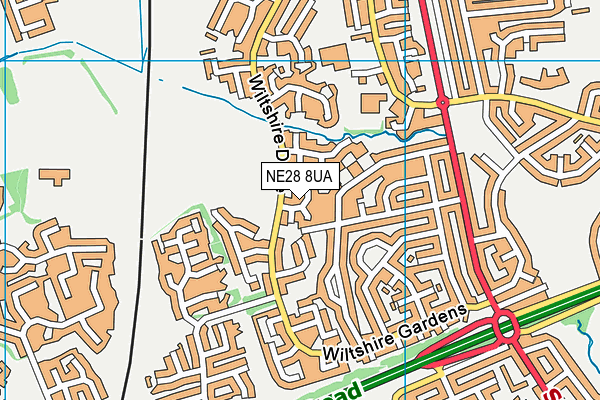 NE28 8UA map - OS VectorMap District (Ordnance Survey)