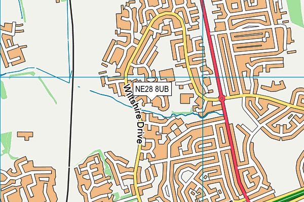 NE28 8UB map - OS VectorMap District (Ordnance Survey)