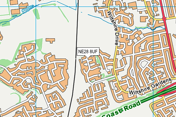NE28 8UF map - OS VectorMap District (Ordnance Survey)