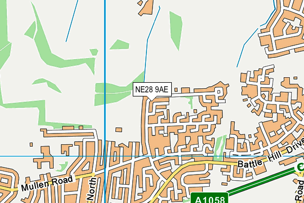 NE28 9AE map - OS VectorMap District (Ordnance Survey)