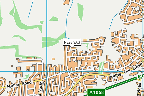 NE28 9AG map - OS VectorMap District (Ordnance Survey)