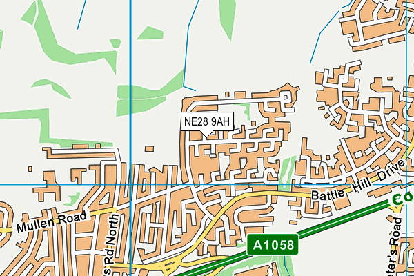 NE28 9AH map - OS VectorMap District (Ordnance Survey)