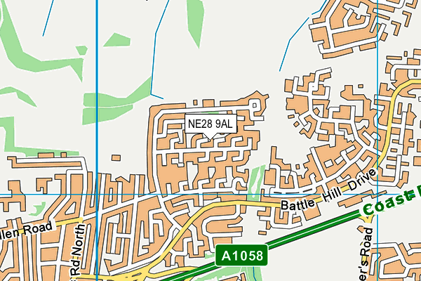 NE28 9AL map - OS VectorMap District (Ordnance Survey)