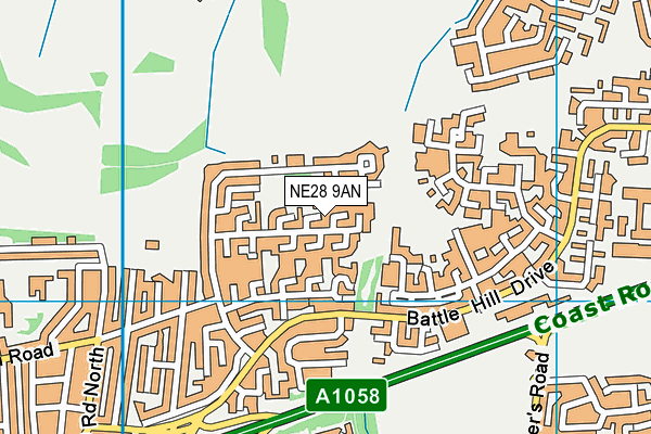 NE28 9AN map - OS VectorMap District (Ordnance Survey)