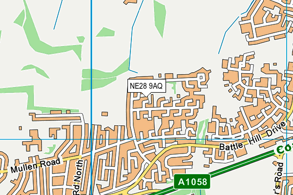 NE28 9AQ map - OS VectorMap District (Ordnance Survey)