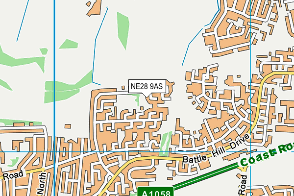 NE28 9AS map - OS VectorMap District (Ordnance Survey)