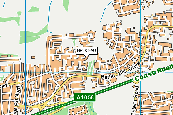 NE28 9AU map - OS VectorMap District (Ordnance Survey)