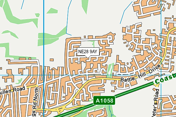 NE28 9AY map - OS VectorMap District (Ordnance Survey)