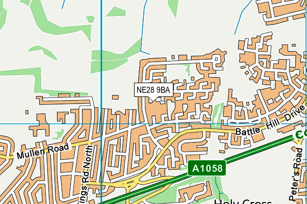 NE28 9BA map - OS VectorMap District (Ordnance Survey)