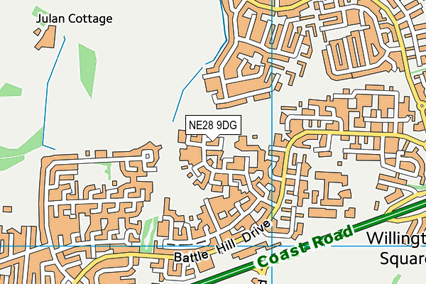 NE28 9DG map - OS VectorMap District (Ordnance Survey)