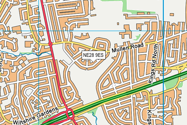 NE28 9ES map - OS VectorMap District (Ordnance Survey)