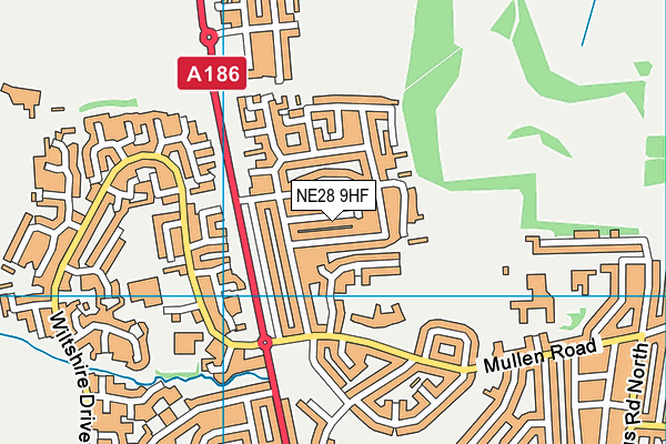 NE28 9HF map - OS VectorMap District (Ordnance Survey)