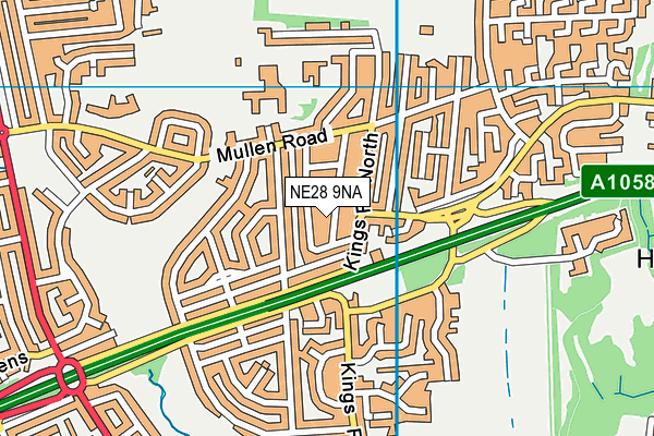 NE28 9NA map - OS VectorMap District (Ordnance Survey)