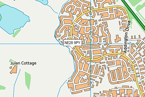 NE28 9PY map - OS VectorMap District (Ordnance Survey)