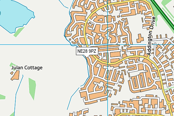 NE28 9PZ map - OS VectorMap District (Ordnance Survey)