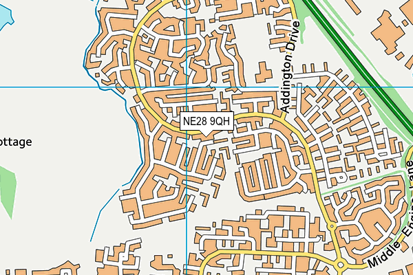 NE28 9QH map - OS VectorMap District (Ordnance Survey)