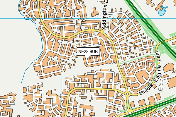 NE28 9UB map - OS VectorMap District (Ordnance Survey)