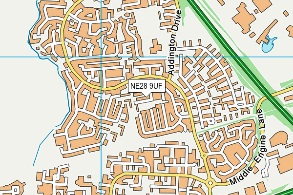 NE28 9UF map - OS VectorMap District (Ordnance Survey)