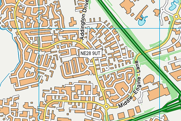 NE28 9UT map - OS VectorMap District (Ordnance Survey)