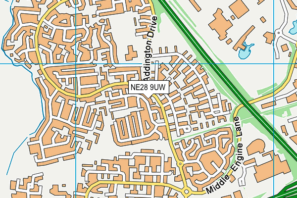 NE28 9UW map - OS VectorMap District (Ordnance Survey)