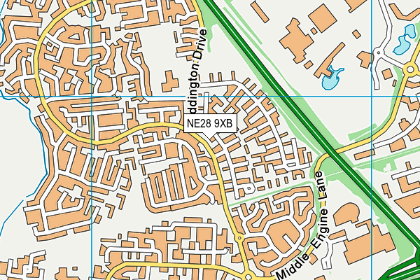 NE28 9XB map - OS VectorMap District (Ordnance Survey)