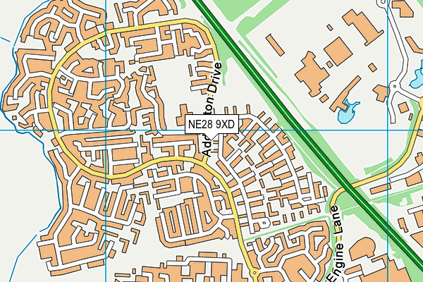 NE28 9XD map - OS VectorMap District (Ordnance Survey)