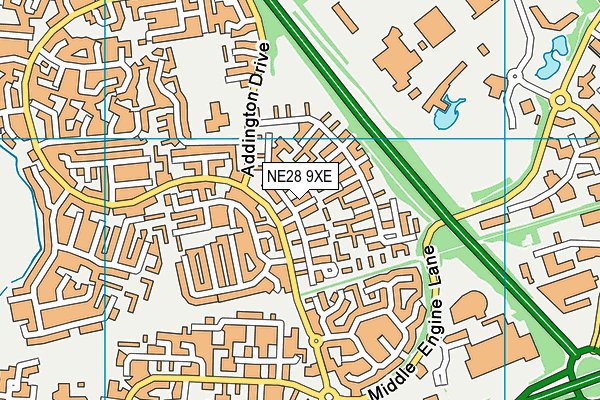 NE28 9XE map - OS VectorMap District (Ordnance Survey)