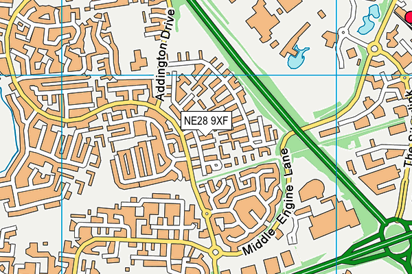 NE28 9XF map - OS VectorMap District (Ordnance Survey)