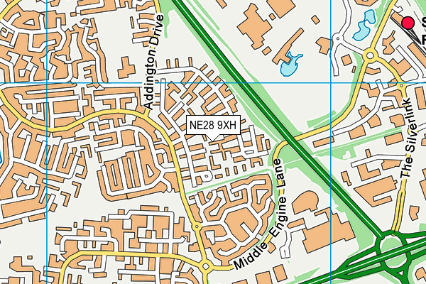 NE28 9XH map - OS VectorMap District (Ordnance Survey)
