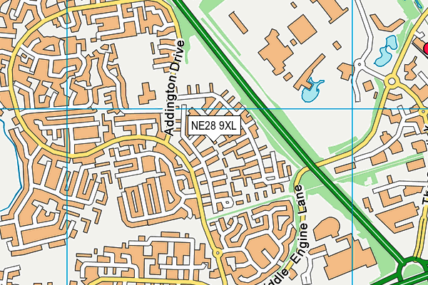 NE28 9XL map - OS VectorMap District (Ordnance Survey)