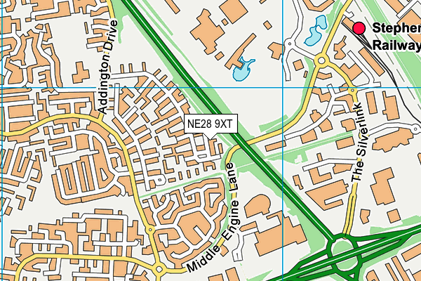 NE28 9XT map - OS VectorMap District (Ordnance Survey)