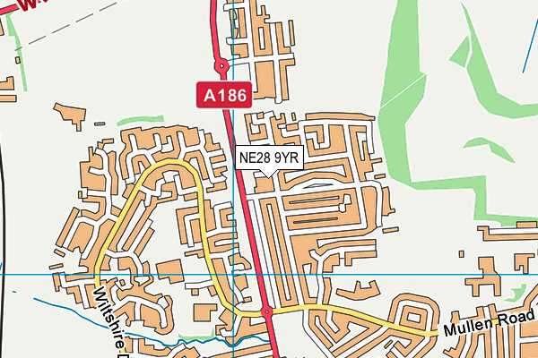 NE28 9YR map - OS VectorMap District (Ordnance Survey)