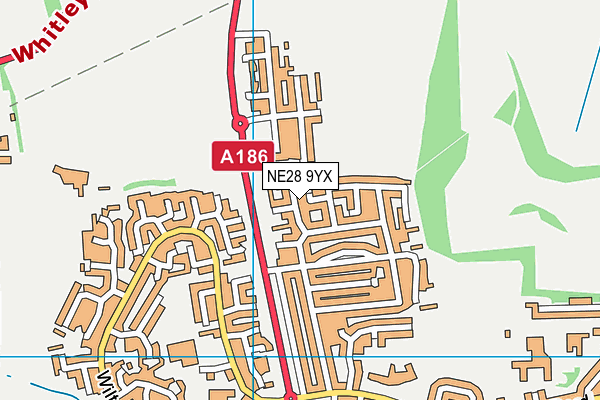 NE28 9YX map - OS VectorMap District (Ordnance Survey)