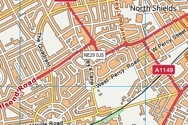 NE29 0JS map - OS VectorMap District (Ordnance Survey)
