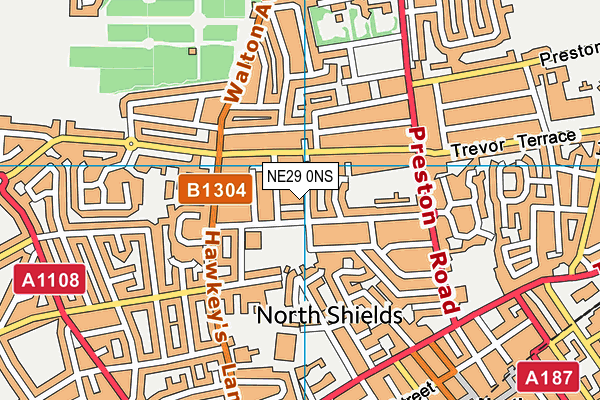 NE29 0NS map - OS VectorMap District (Ordnance Survey)