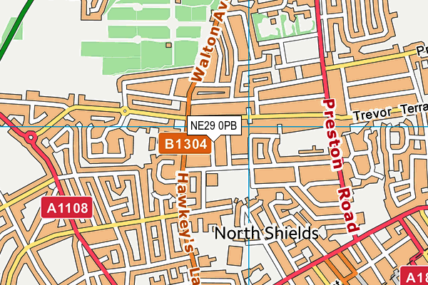 NE29 0PB map - OS VectorMap District (Ordnance Survey)